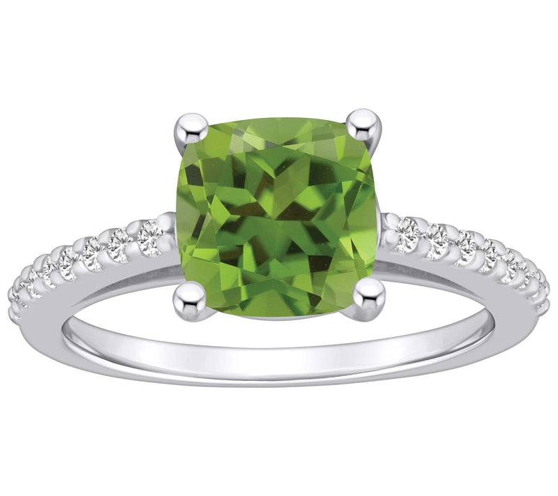 Affinity Gems Cushion Gemstone & Diamond Ring,4K White Gold — View 11