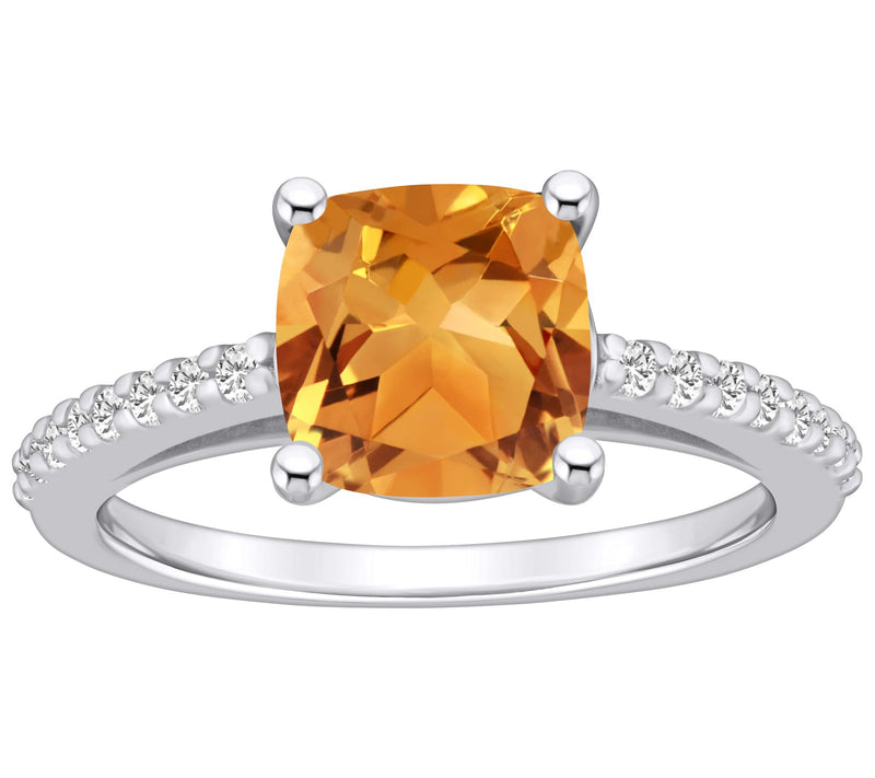 Affinity Gems Cushion Gemstone & Diamond Ring,4K White Gold — View 7
