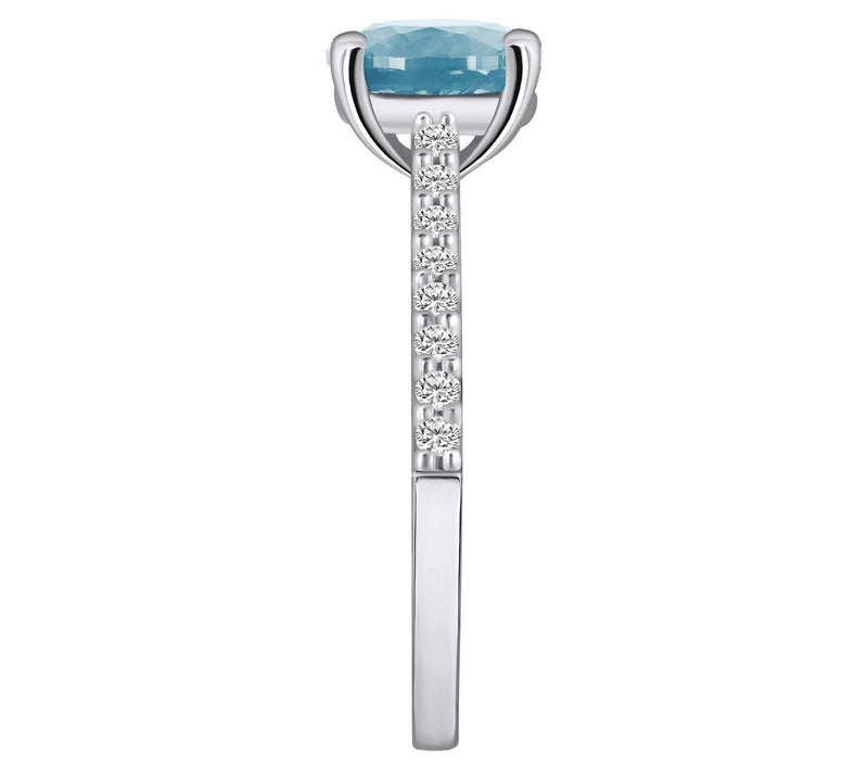 Affinity Gems Aquamarine & Diamond Ring, 14K Wh ite Gold — View 7