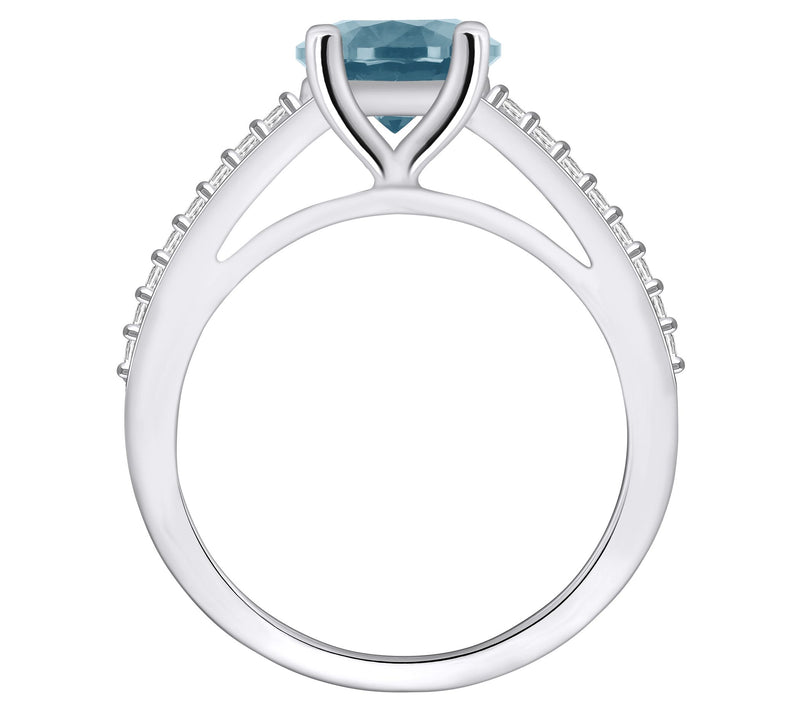 Affinity Gems Aquamarine & Diamond Ring, 14K Wh ite Gold — View 6