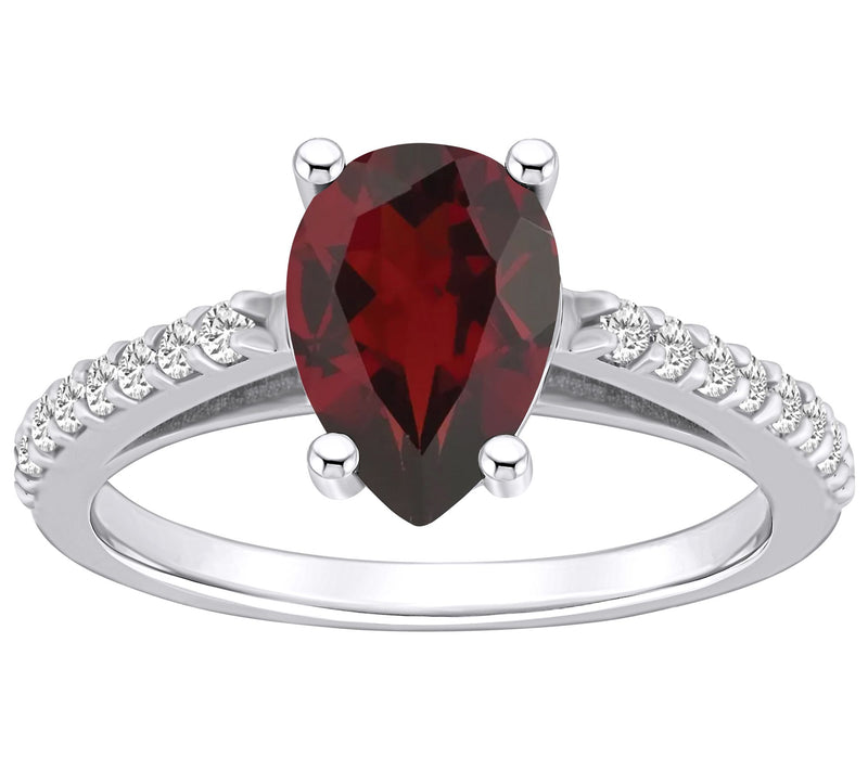 Affinity Gems Pear Gemstone & Diamond Ring, 14K White Gold — View 16