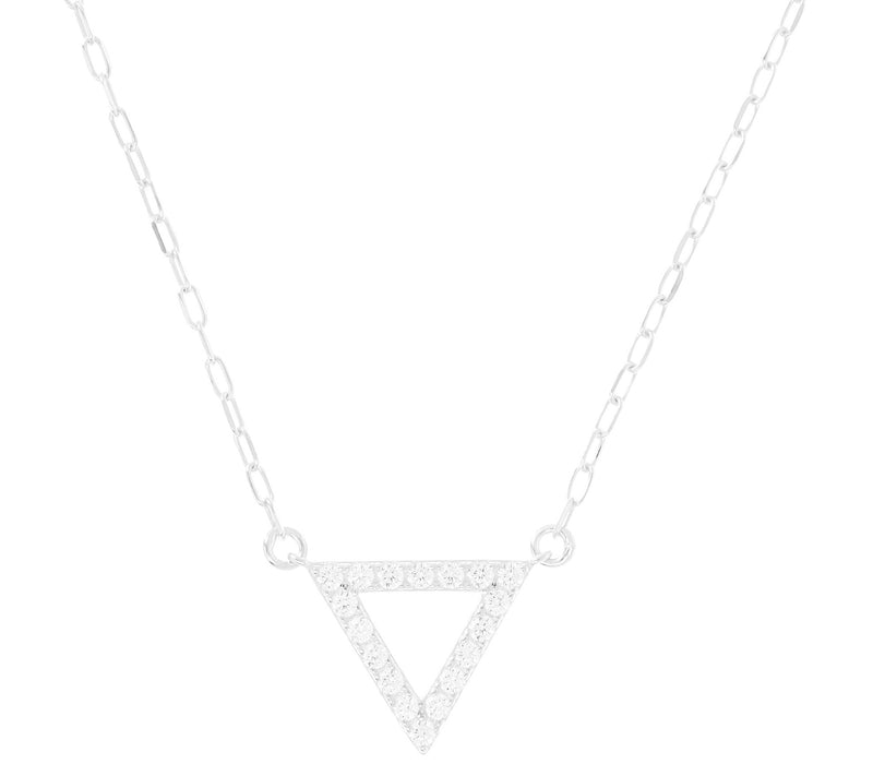 Diamonique Triangle Adjustable Necklace, Sterling Silver — View 3