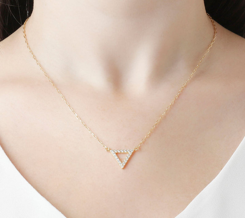 Diamonique Triangle Adjustable Necklace, Sterling Silver — View 7