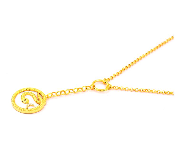 14k Gold Plated Coiled Snake White Topaz Necklace — View 5