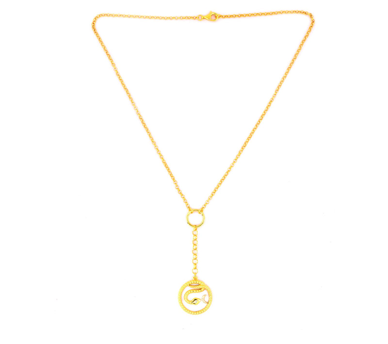 14k Gold Plated Coiled Snake White Topaz Necklace — View 4