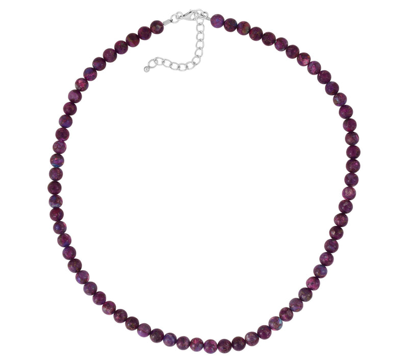 Sterling Silver Purple Turquoise Bead Necklace — View 5