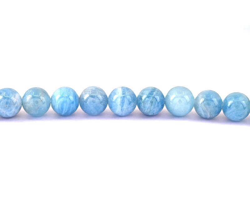 Sterling Silver Milky Aquamarine Bead Necklace — View 3
