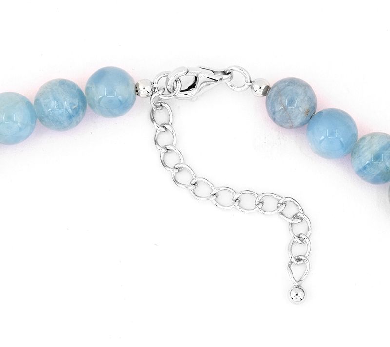Sterling Silver Milky Aquamarine Bead Necklace — View 2