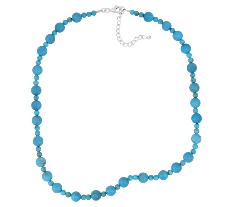 Sterling Silver Turquoise Bead Necklace — View 3