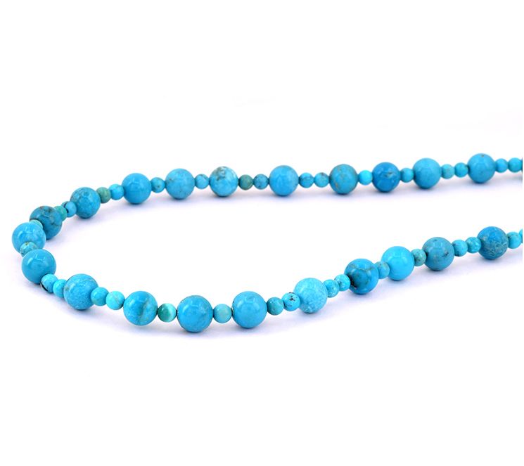 Sterling Silver Turquoise Bead Necklace — View 6