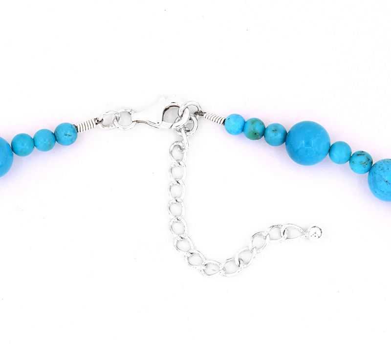 Sterling Silver Turquoise Bead Necklace — View 4