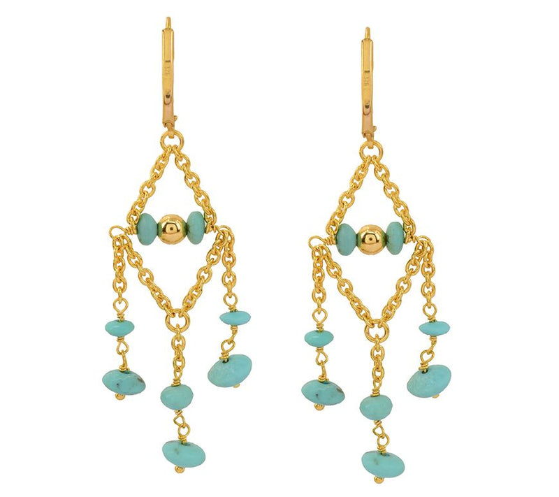 14K Gold-Plated Turquoise Chandelier Earrings — View 8