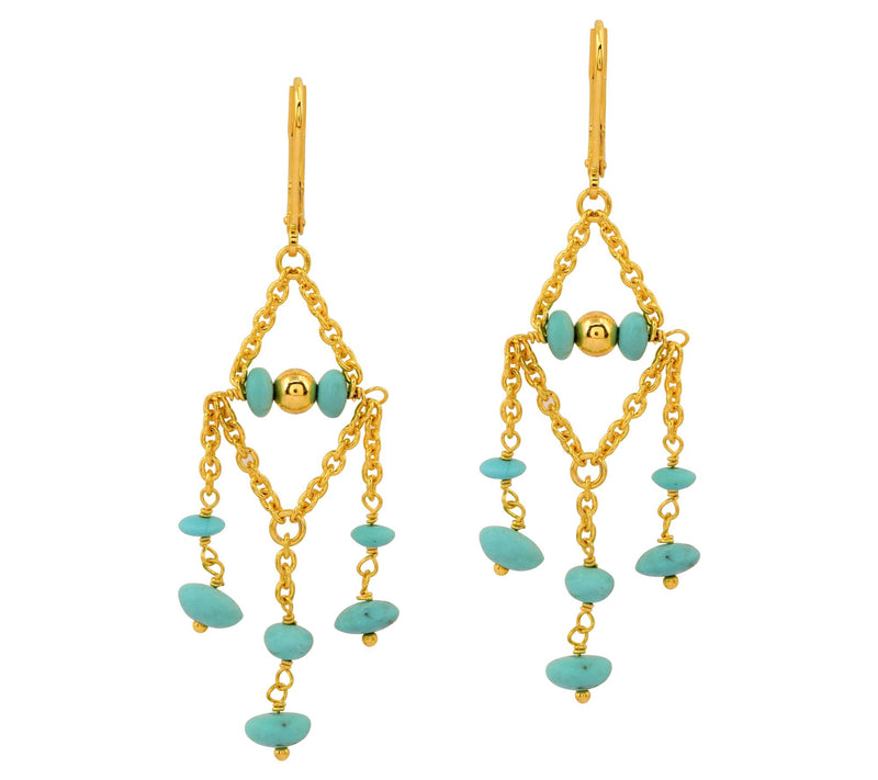 14K Gold-Plated Turquoise Chandelier Earrings — View 5