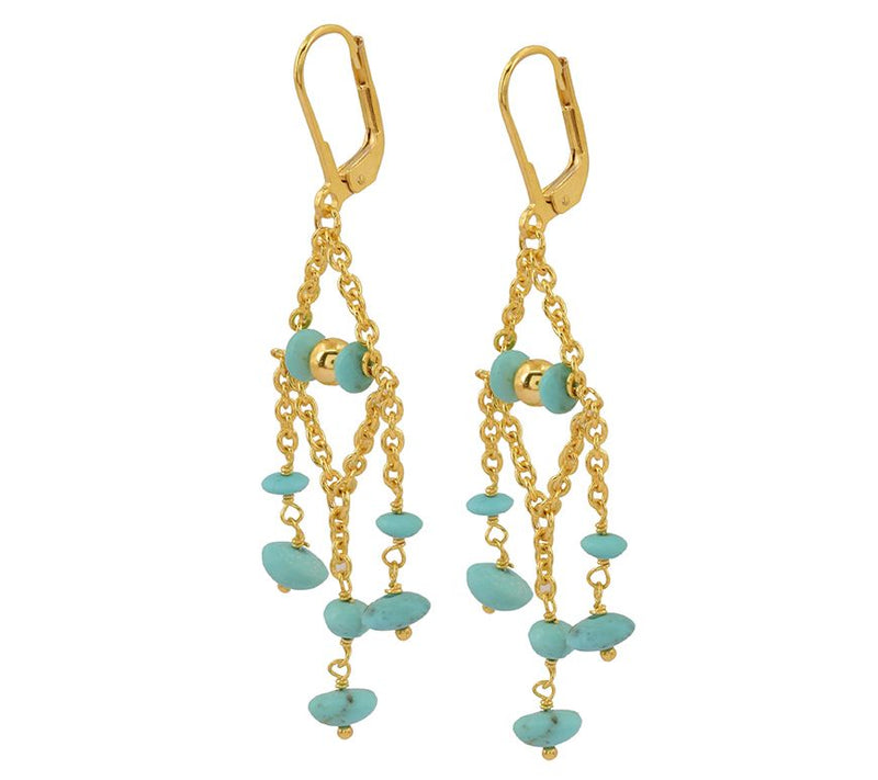 14K Gold-Plated Turquoise Chandelier Earrings — View 6