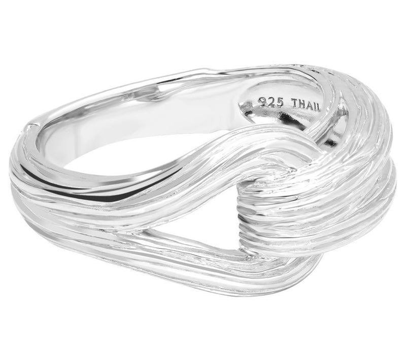 Ariva Sterling Silver Textured Interlocking Ring — Main view