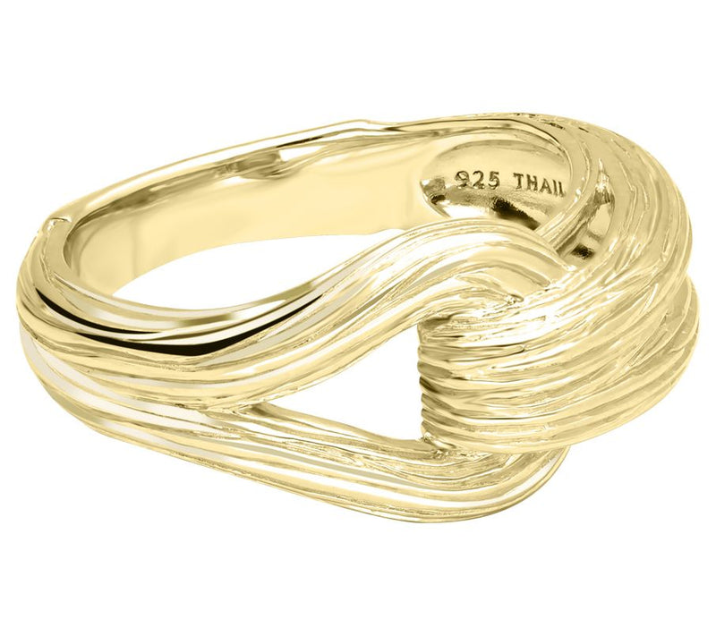 Ariva Sterling 14K Gold Gold Clad Textured Interlocking Ring — Main view