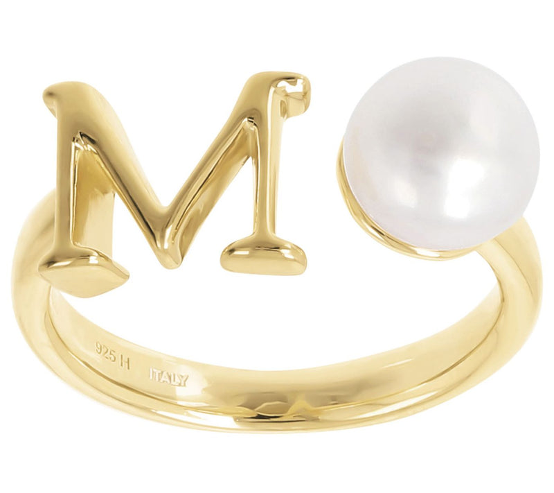 Honora Cultured Pearl Initial Cuff Ring, 14K Gold Plated — Main view