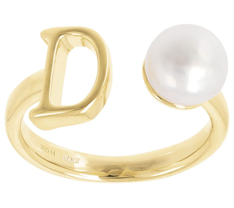 Honora Cultured Pearl Initial Cuff Ring, 14K Gold Plated — View 9