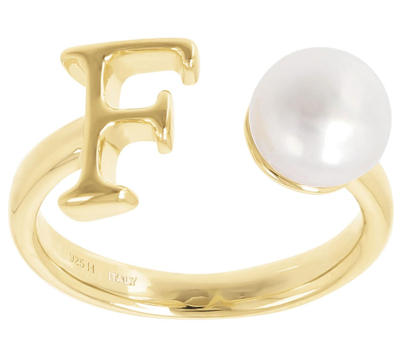 Honora Cultured Pearl Initial Cuff Ring, 14K Gold Plated — View 13