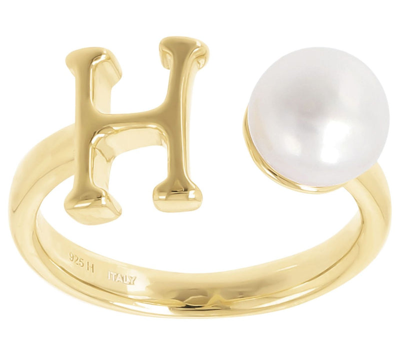 Honora Cultured Pearl Initial Cuff Ring, 14K Gold Plated — View 17