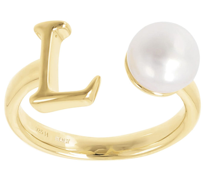 Honora Cultured Pearl Initial Cuff Ring, 14K Gold Plated — View 25