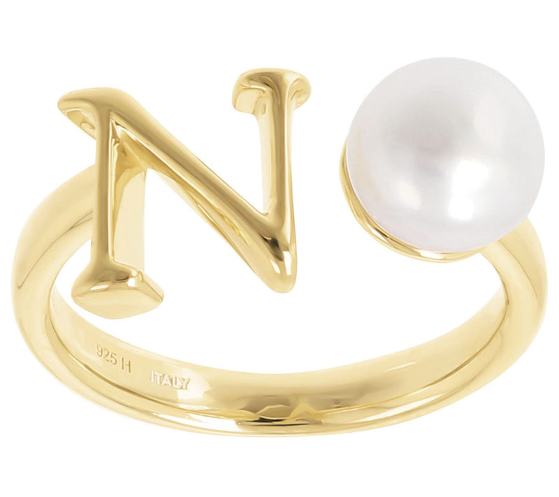 Honora Cultured Pearl Initial Cuff Ring, 14K Gold Plated — View 29