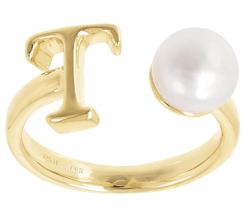 Honora Cultured Pearl Initial Cuff Ring, 14K Gold Plated — View 41