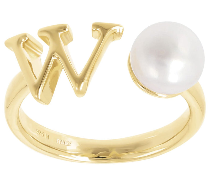 Honora Cultured Pearl Initial Cuff Ring, 14K Gold Plated — View 47