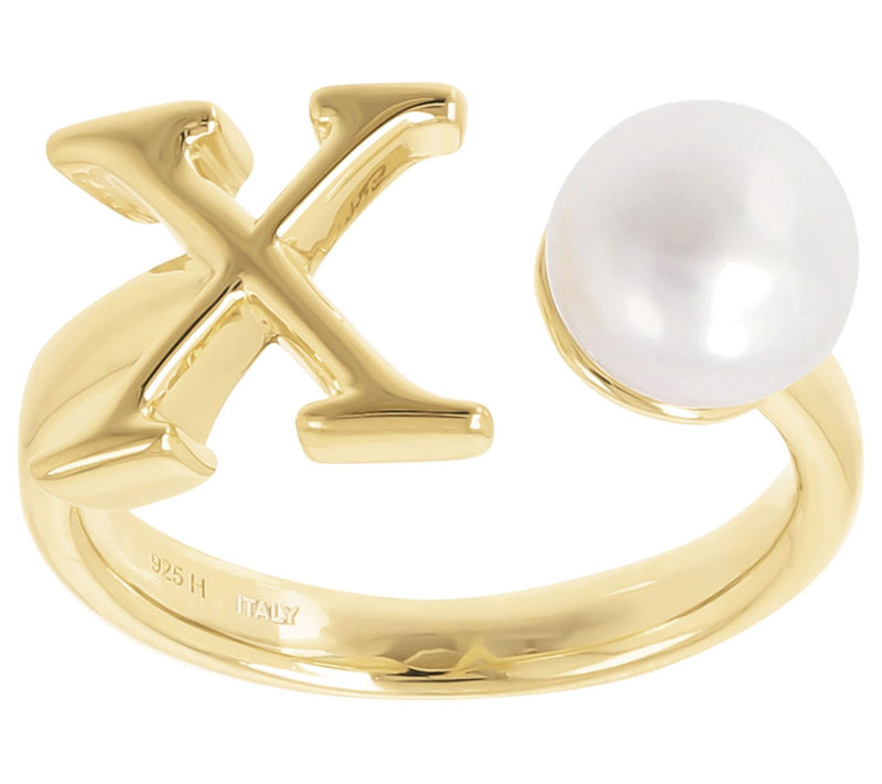 Honora Cultured Pearl Initial Cuff Ring, 14K Gold Plated — View 49