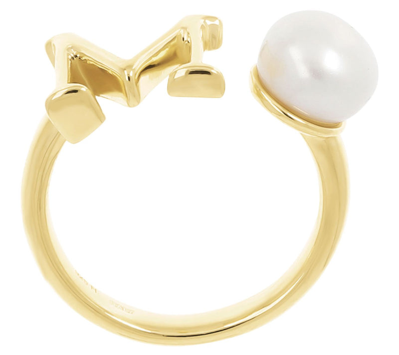 Honora Cultured Pearl Initial Cuff Ring, 14K Gold Plated — View 55