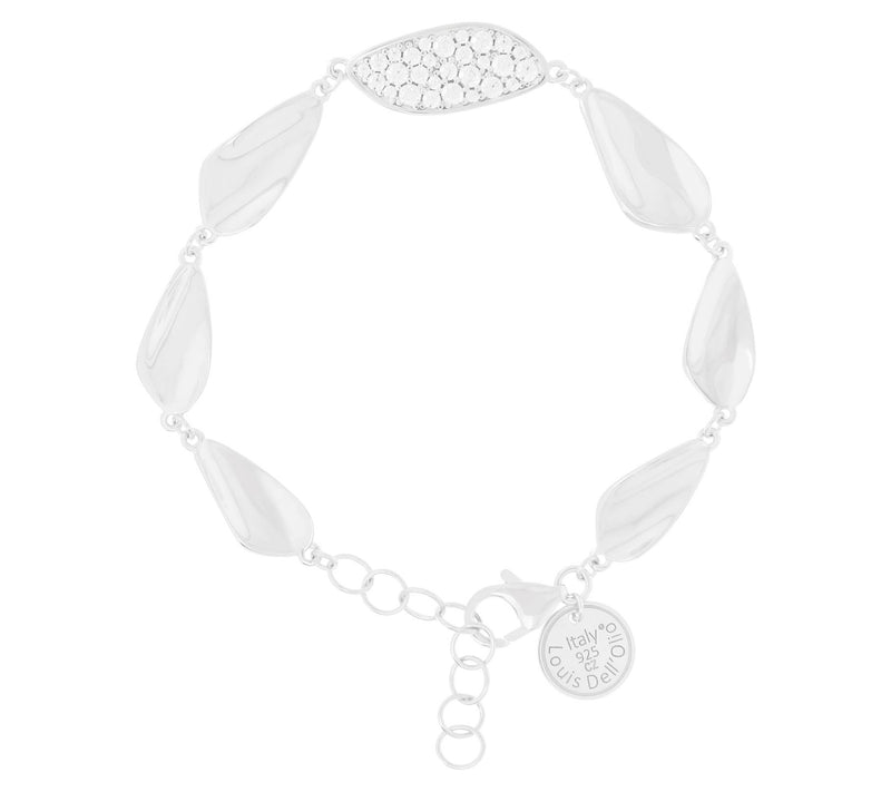Louis Dell'Olio Sterling Silver Pave & Polishe d Leaf Bracelet — View 5