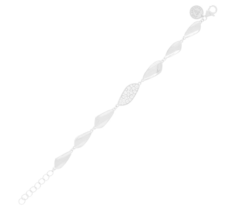 Louis Dell'Olio Sterling Silver Pave & Polishe d Leaf Bracelet — View 9