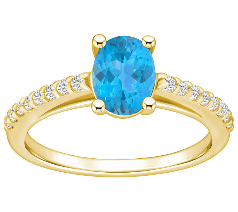 Affinity Gems Oval Gemstone & Diamond Ring, 14K Gold — Main view