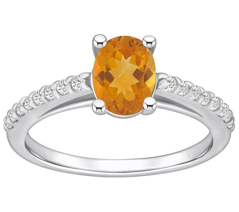 Affinity Gems Oval Gemstone & Diamond Ring, 14K White Gold — View 20