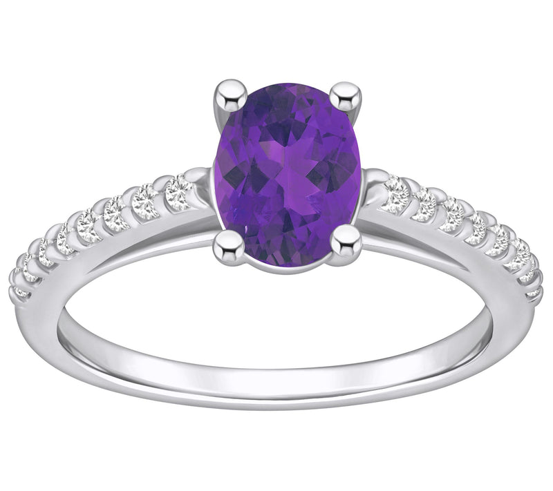 Affinity Gems Oval Gemstone & Diamond Ring, 14K White Gold — View 11