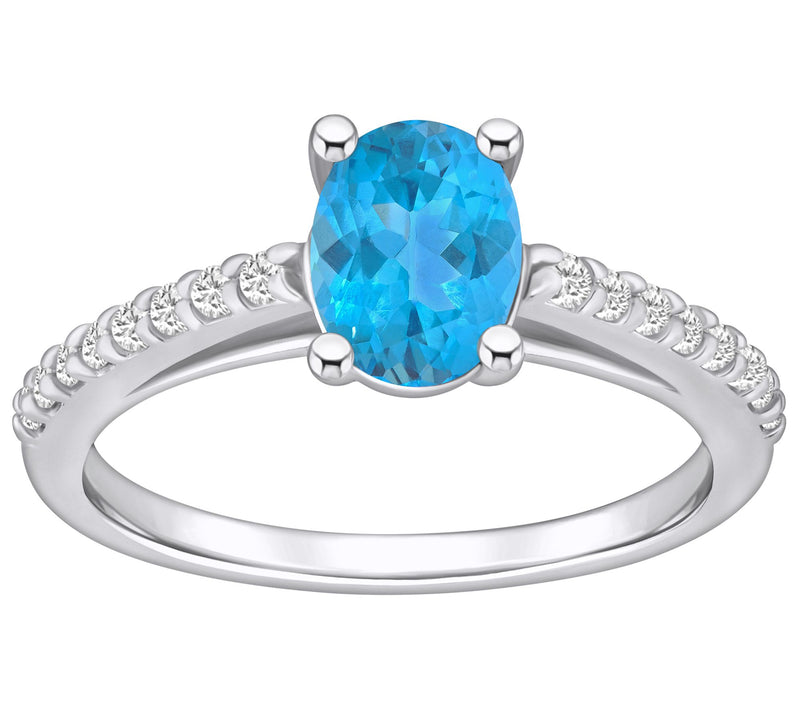 Affinity Gems Oval Gemstone & Diamond Ring, 14K White Gold — View 7