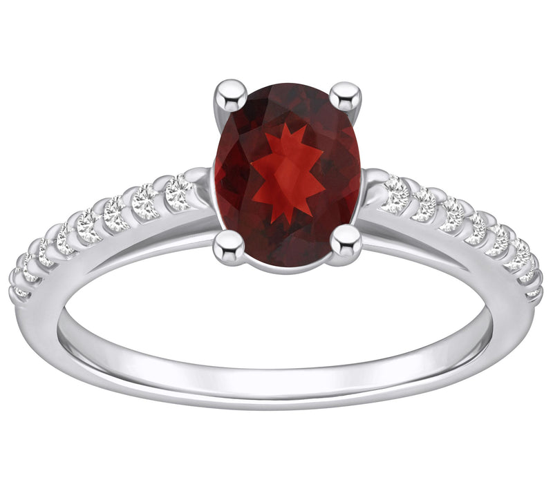 Affinity Gems Oval Gemstone & Diamond Ring, 14K White Gold — Main view