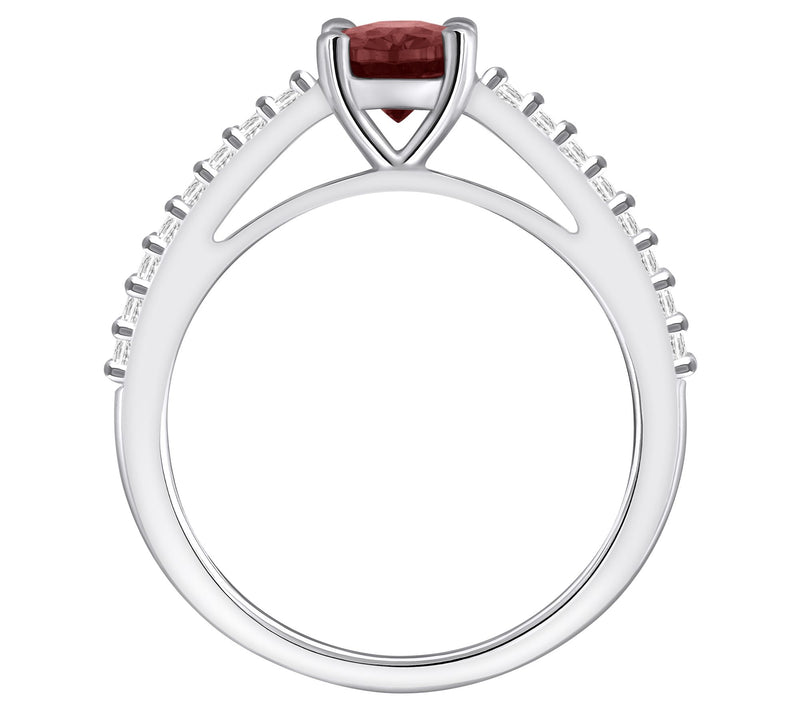 Affinity Gems Oval Gemstone & Diamond Ring, 14K White Gold — View 14