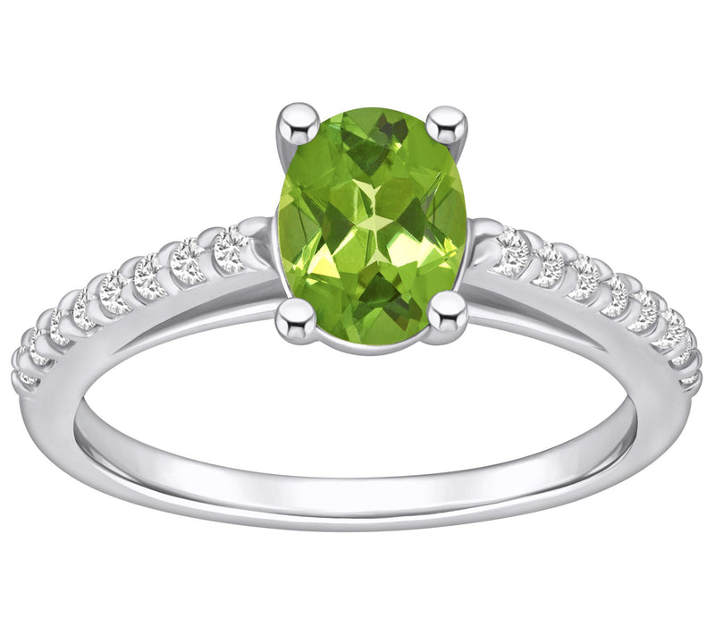 Affinity Gems Oval Gemstone & Diamond Ring, 14K White Gold — View 19