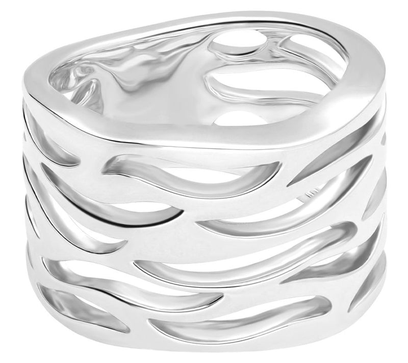 Ariva Sterling Silver Wave Band Ring — Main view