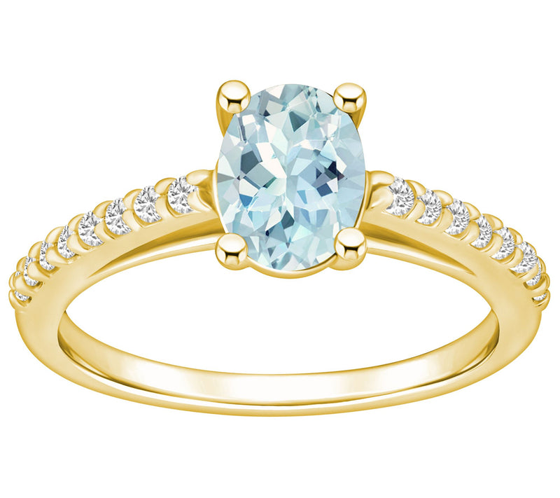 Affinity Gems Aquamarine & Diamond Ring, 14K Gold — View 5
