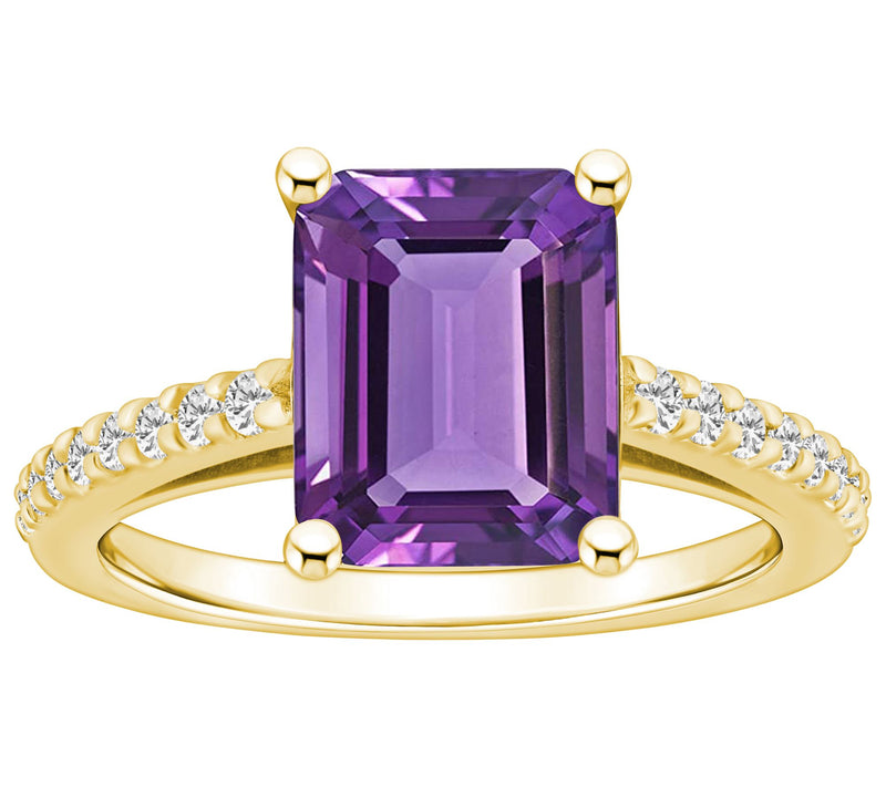 Affinity Gems Emerald-Cut Gemstone & Diamond Ring, 14K Gold — View 3