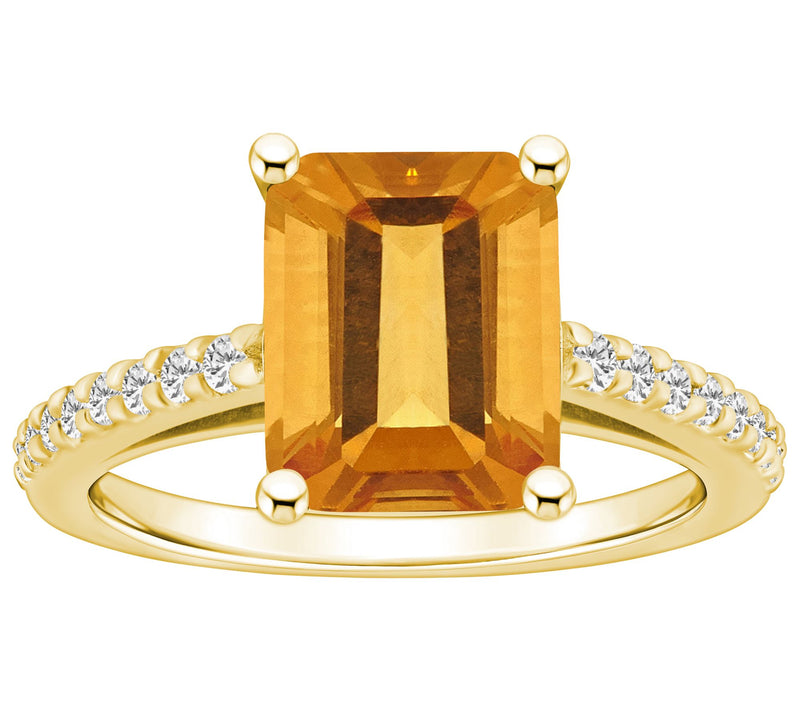 Affinity Gems Emerald-Cut Gemstone & Diamond Ring, 14K Gold — View 9