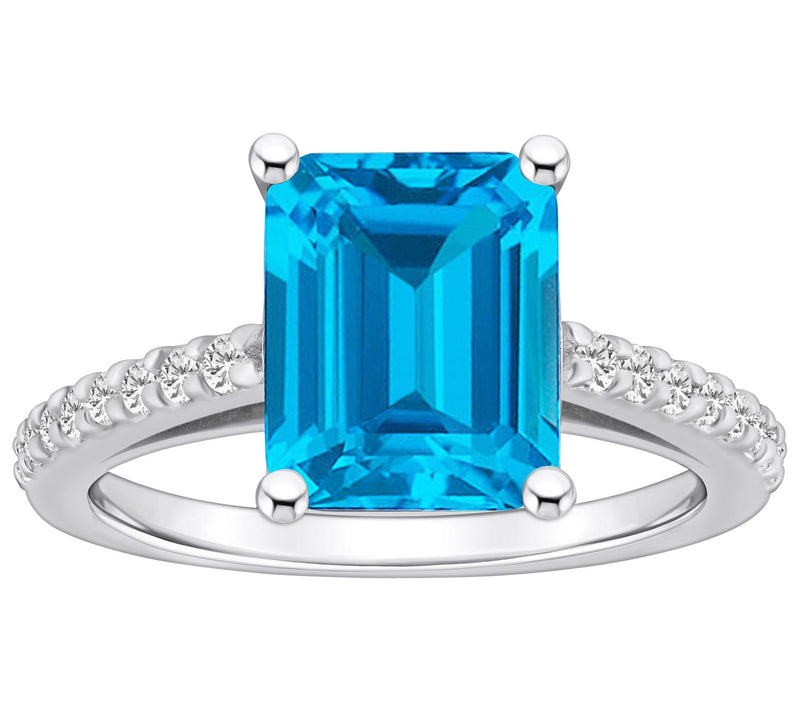 Affinity Gems Gemstone & Diamond Ring, 14K White Gold — View 14