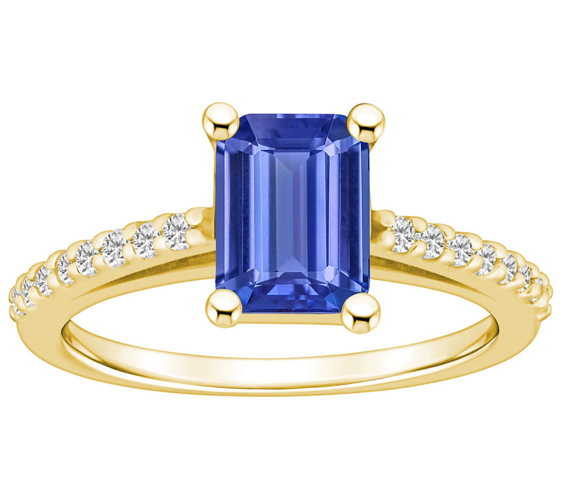 Affinity Gems Emerald-Cut Tanzanite & Diamond Ring, 14K Gold — View 5