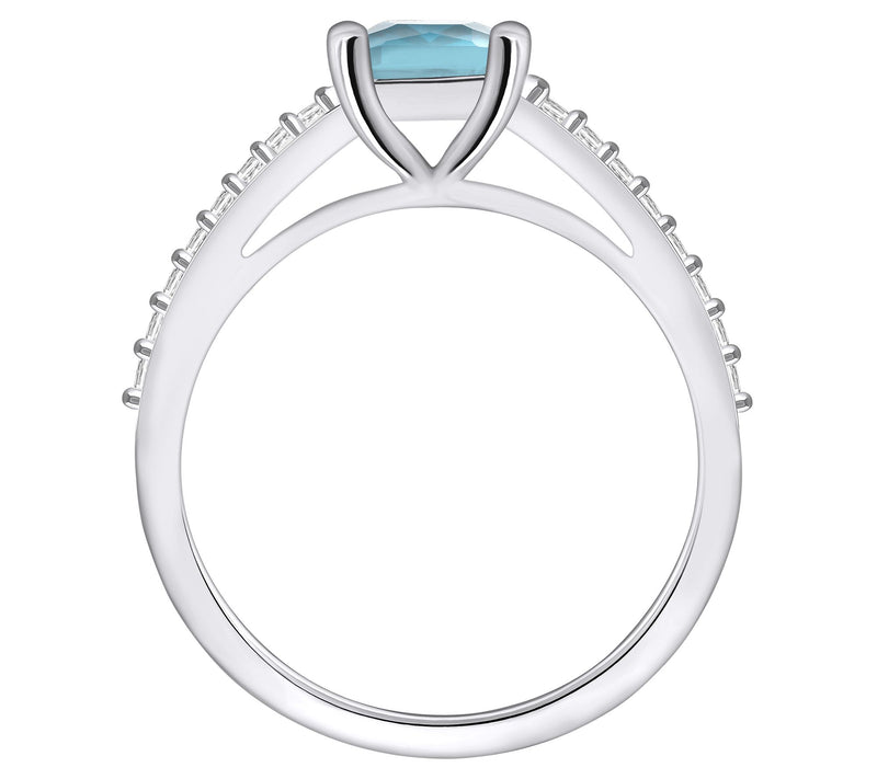 Affinity Gems Emerald-Cut Aquamarine & Diamond Ring, 14K Gold — View 6