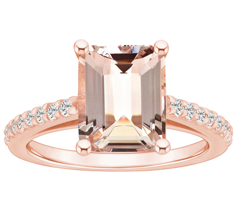 Affinity Gems 3.00 cttw Morganite 0.20 cttw Diamond Ring, 14K — Main view
