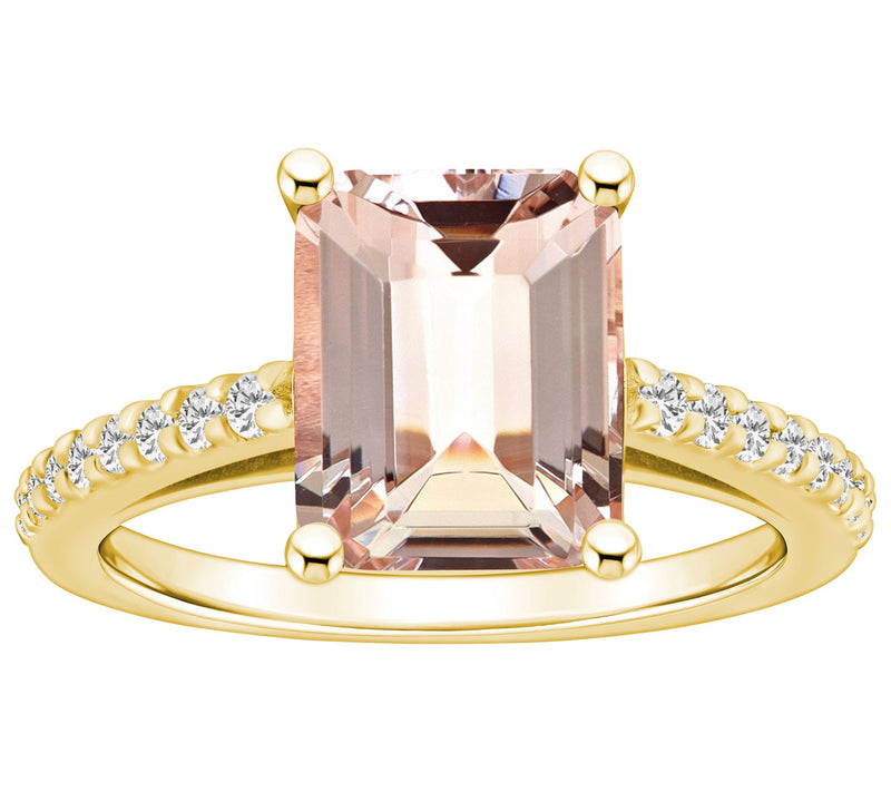 Affinity Gems 3.00 cttw Morganite 0.20 cttw Diamond Ring, 14K — View 12