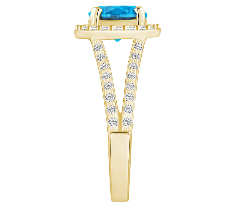 Affinity Gems Round Gemstone & Diamond Halo Ring, 14K Gold — View 13