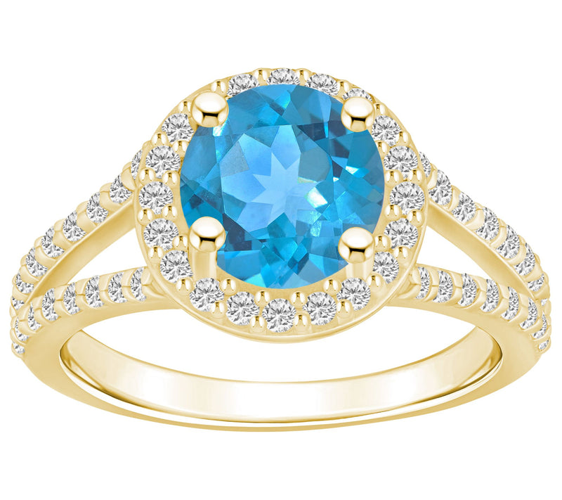 Affinity Gems Round Gemstone & Diamond Halo Ring, 14K Gold — View 5